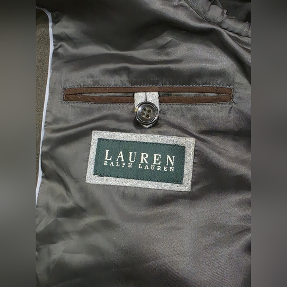 Lauren Ralph Lauren Mens 46R Wool Nylon Brown Overcoat Jacket Classic - Picture 9 of 10